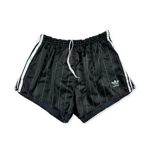 Adidas Vintage Black Shiny Striped Running Shorts